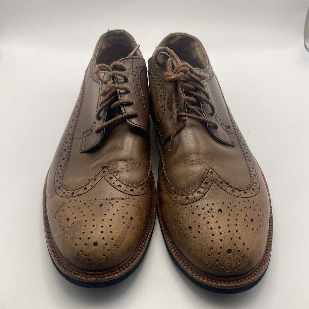 Polo Ralph Lauren Wingtip Brogue Oxford Brown Leather Shoes (DS1022)
